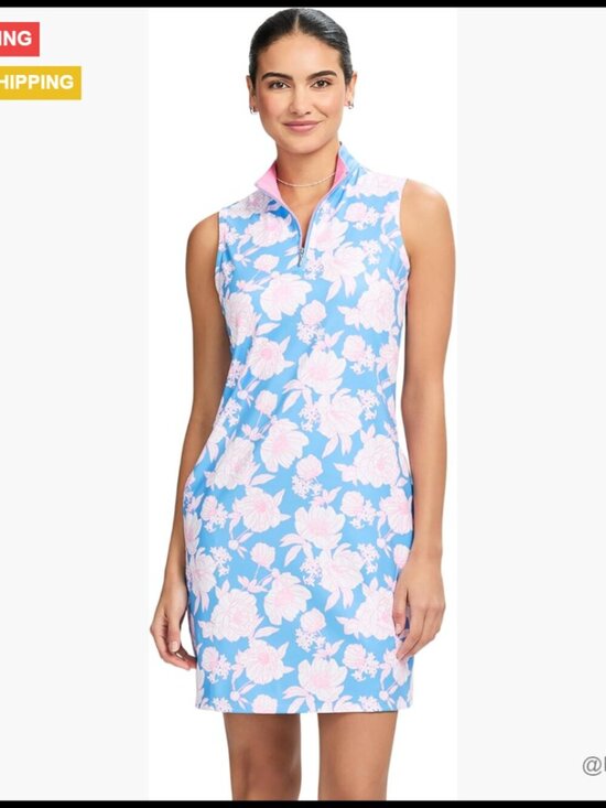 Other - Quarter Zip Sleeveless Athletic Dress, Polyester Spandex Blend, Tennis Golf